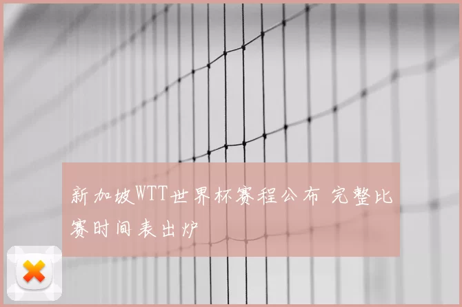 新加坡WTT世界杯赛程公布 完整比赛时间表出炉